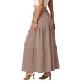 thumbnail image 5 of Women's A-Line Maxi Skirt with Pockets, Solid Color High Waist Drawstring Casual Skirt, Loose Long Skirt for Daily Wear and Travel,Camel,M, 5 of 6