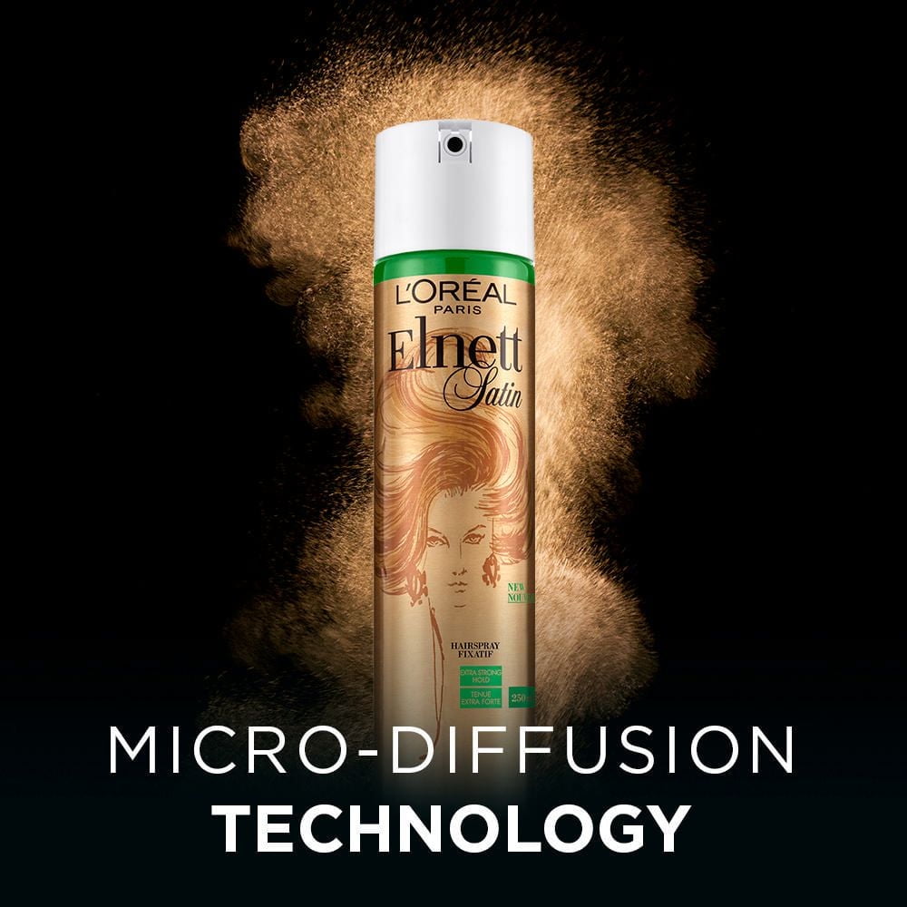 L'Oréal Paris Fixatif Tenue Plus forte Ultra Fin Elnett Satin, 250 mL
