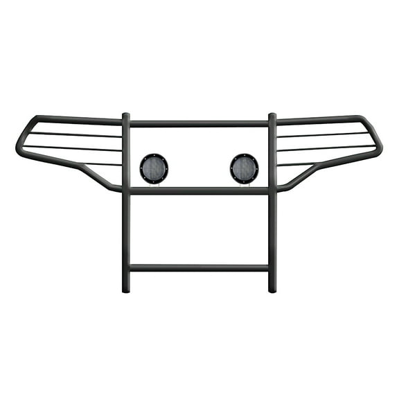 Black Horse Grille brush Bumper Guard Modular Black Come with Pair of 5.3" Dia.LED Lights with Black Trim Rings Compatible with 2020-2024 Ford Explorer-17FJ31MA-PLFB