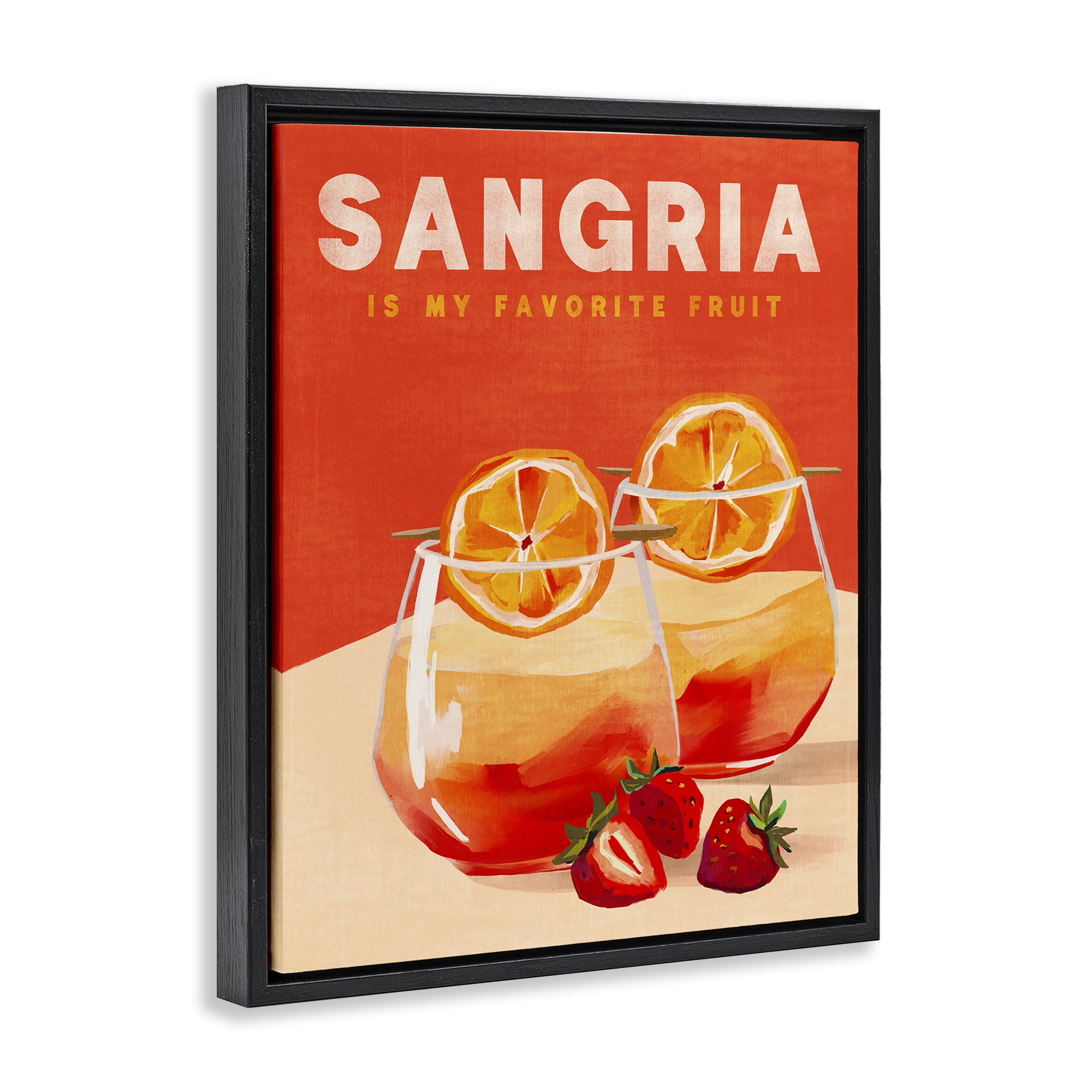 Stupell Industries Sangria Favorite Fruit Food & Beverage Painting Black Floater Framed Canvas Art Print Wall Art, 17 x 21