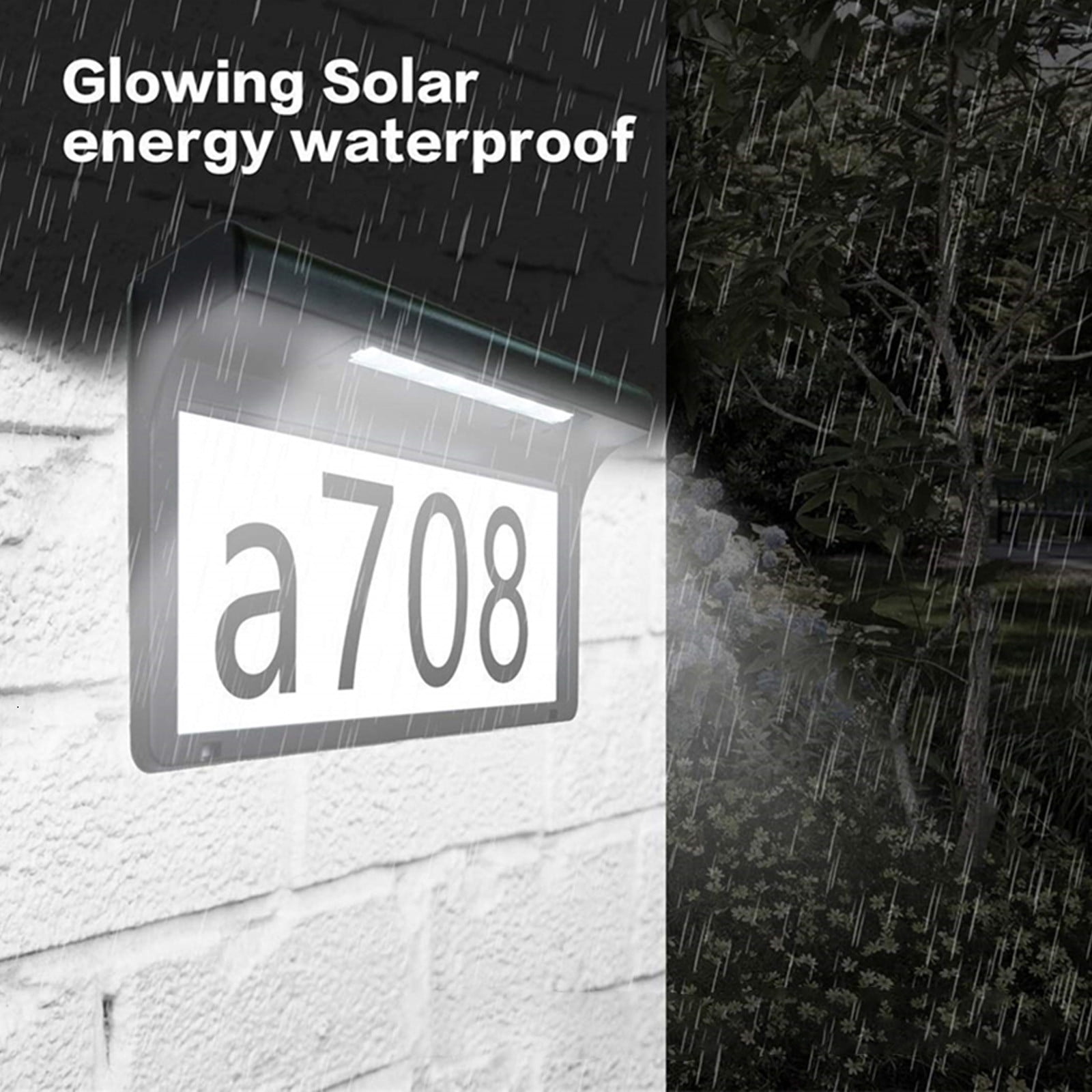 Solar Powered LED Lighted House Address Number Sign | Outdoor IP44 Waterproof Yard Stake or Wall Mount Tablet | Includes 3 Sets Numbers & Letters | Illuminated Plaque for Home Street Mailbox