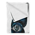 thumbnail image 2 of Eye Soft Flannel Fleece Throw Blanket, Realistic Female Eye on Butterfly Wings Makeup Masquerade, Cozy Plush for Indoor and Outdoor Use, 60" x 80", Blue Black White, by Ambesonne, 2 of 5