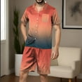 thumbnail image 6 of SDNall Summer Pjs for Stylish Sleep Set - Summer Pajama with Gradient Print and Buttoned Collar for A Touch of Class (Orange,Sizes：S-XXL), 6 of 9