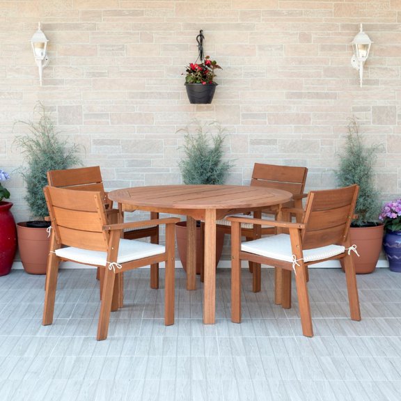 International Home Nelson 5 Piece Wood Patio Dining Set in Eucalyptus