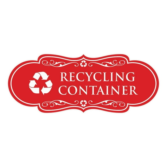 Signs ByLITA Designer Recycling Container Sign (Red) - Large