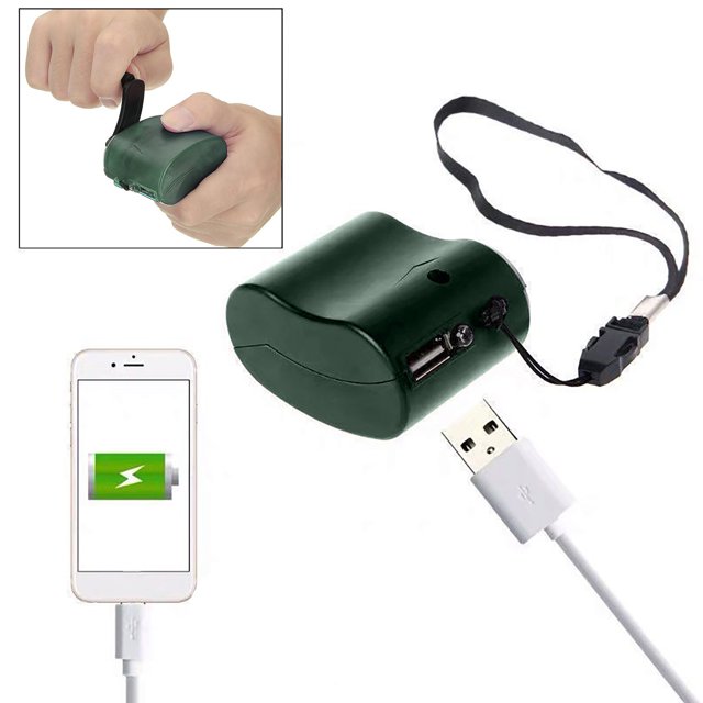 HALJEN USB Hand Crank Charger Generator Dynamo Mobile Emergency Phone Charger(Green)