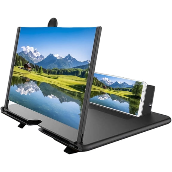 Screen Magnifier for Cell Phone | Phone Magnifier Screen | Phones Projector with Foldable Holder Stand | Phones Magnifying Screens 3D HD for Movies, Videos and Game | Gift for Elderly