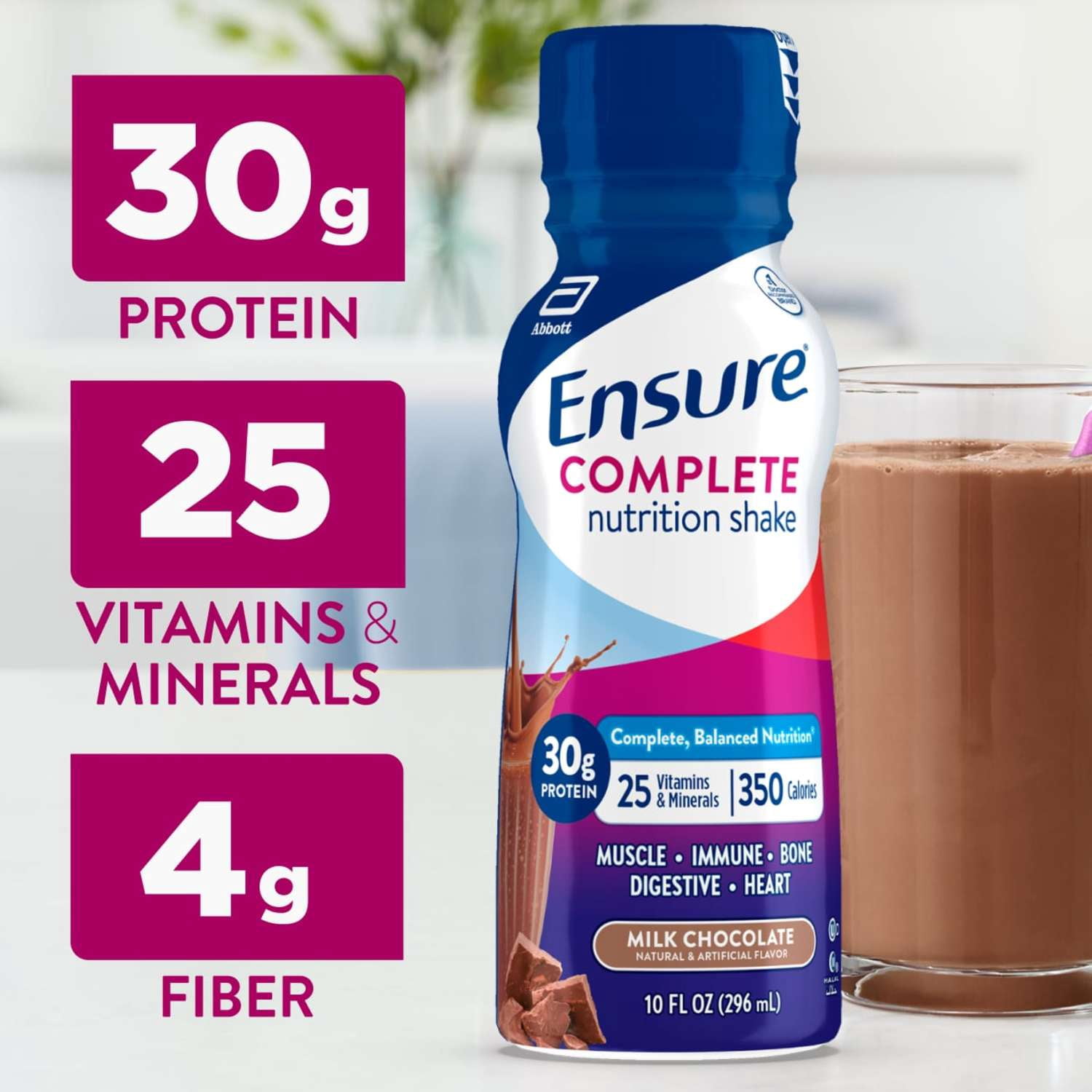 Ensure COMPLETE Nutrition Shake, 30g Protein, Milk Chocolate, 10 fl oz—16 Pack