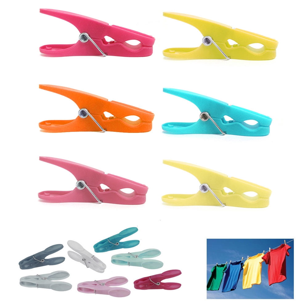 24 Plastic Clothes Pins Clothespins Laundry Clips Bag Hangs Clothing