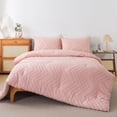 thumbnail image 2 of Pink Comforter Set Queen, Boho Cute Girls Women Soft Fluffy Warm Lightweight Bedding Comforter Sets for Queen Bed, 3 Pieces Chevron Tufted Aesthetic Microfiber Comforter Set, 2 of 7