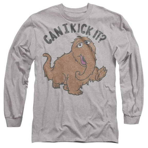 Sesame Street Snuffleupagus Kick It Unisex Adult Long-Sleeve T Shirt, Athletic Heather, 2X-Large
