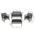 thumbnail image 7 of WestinTrends Melvi 4 Pieces Wicker Patio Furniture Sets, All Weather PE Rattan Wicker Chairs Loveseat Outdoor Seating Patio Conversation Sets with Tempered Smoked Glass Coffee Table, Black and Navy, 7 of 7