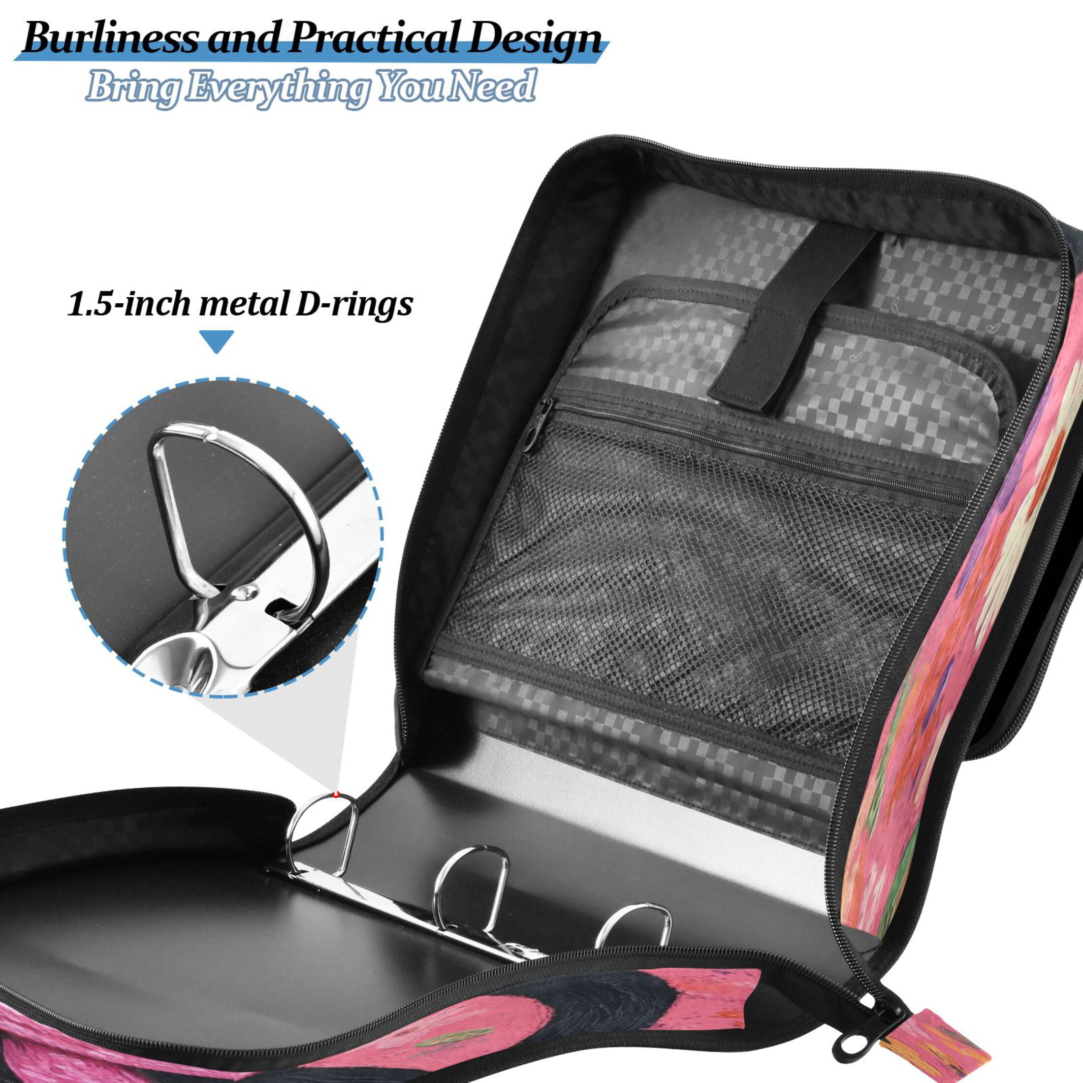 YAZAOO Zipper Binder trapper keeper Documents Organized Design Friendly Black Cat Printed