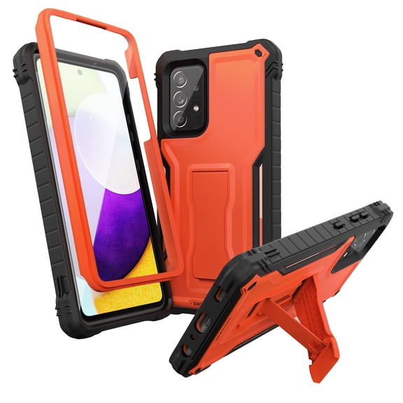 ExoGuard For Samsung Galaxy A52 Case, Phone Case with Screen Protector and Kickstand (Orange)