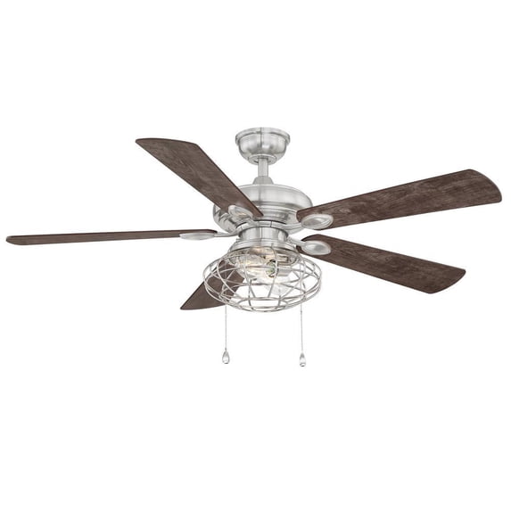 Home Decorators Collection Ellard 52" LED Brushed Nickel Ceiling Fan with Light