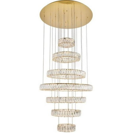 

Monroe Integrated LED Light Gold Chandelier Clear Royal Cut Crystal - 34 x 34 x 38.20 in.