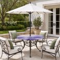 thumbnail image 4 of Purple Waves Coastal Round Outdoor Tablecloth with Umbrella Hole Zipper, PurpleOmbre Summer Beach Oceans Elastic Fitted Table Cover, Waterproof Table Cloth for Patio Picnic Party Fits 31"-35", 4 of 9