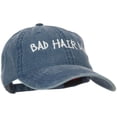 thumbnail image 5 of Phrase of Bad Hair Day Embroidered Washed Buckle Cap - Navy OSFM, 5 of 5
