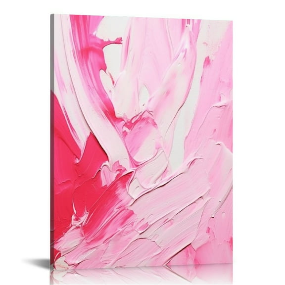 Nawypu Bright Pink Wall Art Trendy Pink Prints Abstract Pink Canvas Wall Art Hot Pink Pictures Minimalist Pink Painting Bright Color Canvas Wall Art Pink and White Posters Light Pink Abstract Wall Art