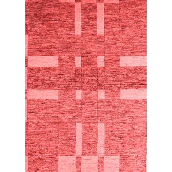 Ahgly Company Indoor Rectangle Abstract Red Modern Area Rugs, 5' x 7'
