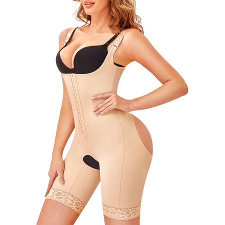 

CtriLady Shapewear Bodysuit for Women Tummy Control High Waist Trainer Body Shaper Fajas Butt Lifter Shapewear Slimming Jumpsuits(Beige Large)