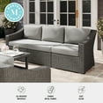 thumbnail image 4 of Martha Stewart Indoor-Outdoor Modular Patio Sofa in Gray Rattan Wicker with Gray All-Weather Cushions, 4 of 9