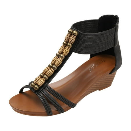 

WNVMWI Sandals Women Women s Flat Sandals Beach Sandals for Women 2024 Black Shoes Slippers Flip Flops 2024 New Sandals Women s Summer Outwear Bohemian Ethnic Non Slip Roman Shoes Dressy Casu Size 38