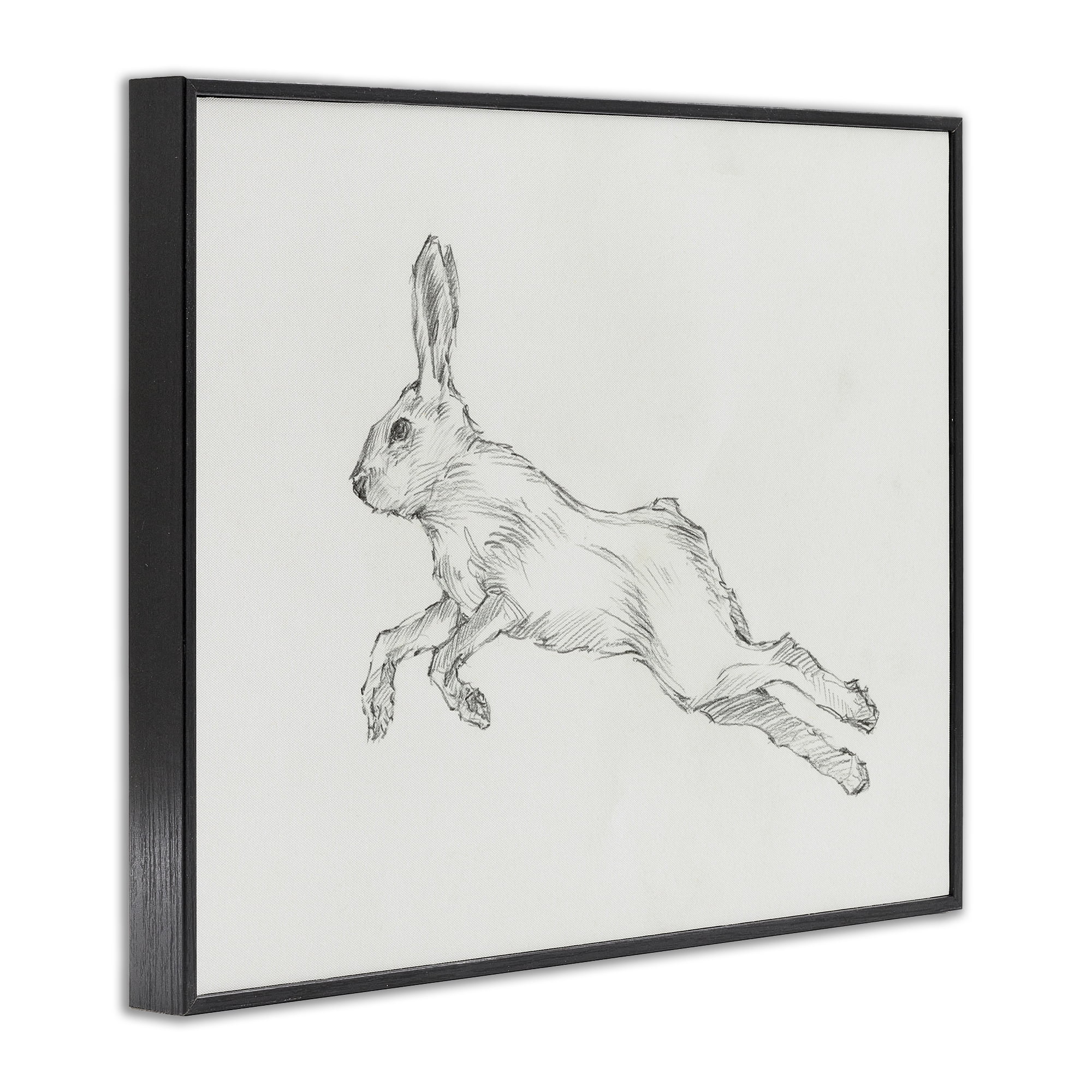 Stupell Industries Rabbit Hopping Sketch Animals & Insects Drawing Black Framed Art Print Wall Art, 14 x 11