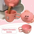 thumbnail image 4 of Pink Piglet Ceramic Teapot and Cup Set,Funny Ceramic Pig Teapots, Creative Water Comes Out of The Pigs Nose Kettle,2025 Funny Christmas Gifts Coffee Cup Pot for Friends and Family, 4 of 7