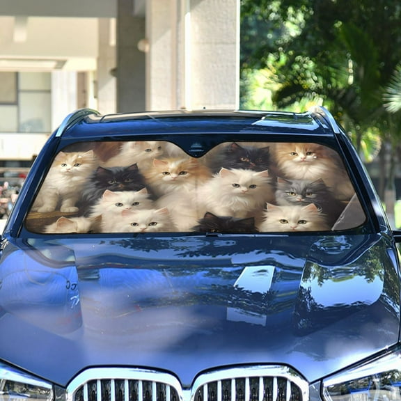 More Cats Automotive Front Car Windshield Sun Shade Reflector Foldable for Front Fit for Cars Truck SUVs