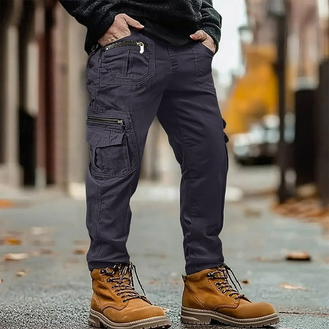 Ceisia Men's Gift Solid Color Athletic Casual Joggers Adjustable Drawstring Waist Slim Fit Full Length Sports Pants