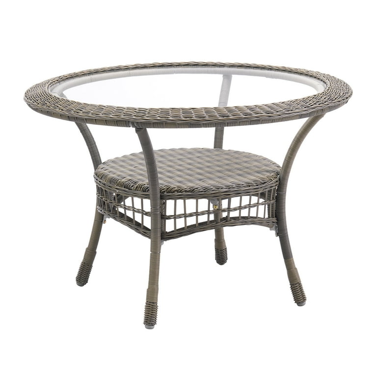 Round wicker outdoor dining table sale