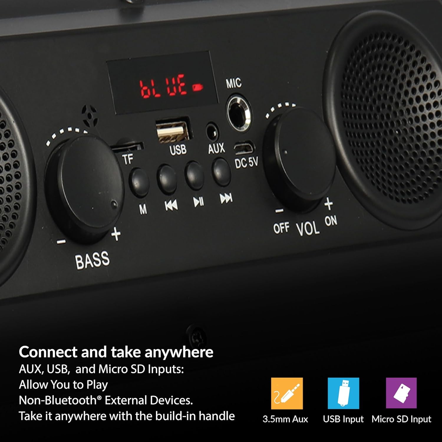IQ SOUND IQ-1525BT 5"+2" Wireless Bluetooth Speakers Rich Stereo Sound, FM Radio, 16W Output, BT V4.0, USB/SD/AUX/Mic Input, Extra Bass, 10M Range, Rechargeable, Lightweight & Portable