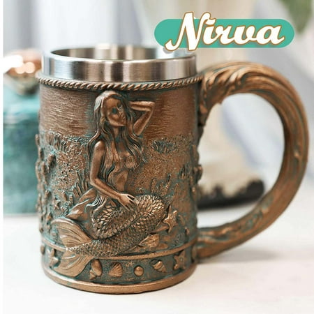 

Rustic Nautical Ocean Marine Coral Reef Mermaid With Sea Stars And Shells Mug For Bridal Fantasy Fairy Tale s Beer Stein Tankard Coffee Cup For Drinking