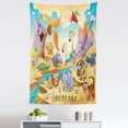 thumbnail image 1 of Colorful Tapestry, Savannah Animal Family Volcanos Mammals Nature Beasts Hippo Camel Sketch Design, Fabric Wall Hanging Decor for Bedroom Living Room Dorm, 5 Sizes, Multicolor, by Ambesonne, 1 of 1