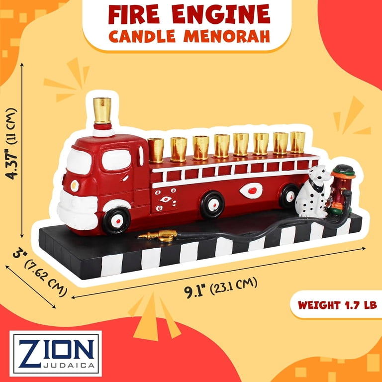 Red Fire Truck Menorah with Dalmatian and Hydrant photo 3