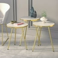 thumbnail image 3 of Set of 3 Nesting END Tables - Round Stacking Coffee Side Tables for Small Spaces, Nightstand Bedside Table for Living Room, Bedroom, Living Room, Balcony, NO-Tools Assembly (White/Gold), 3 of 12
