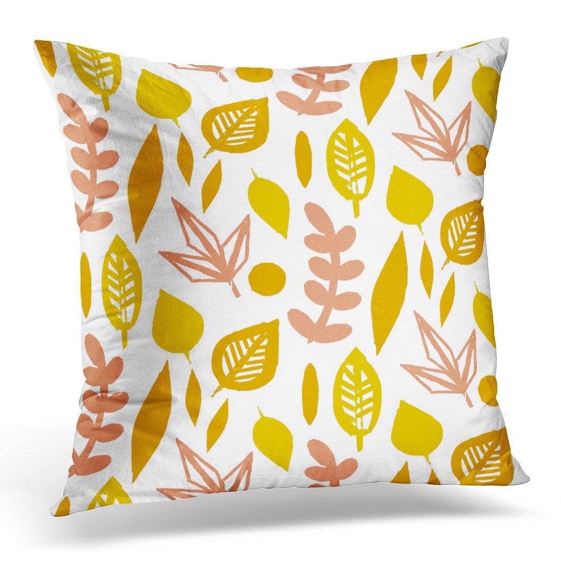 Orange Brown Natural Canvas Throw Pillow