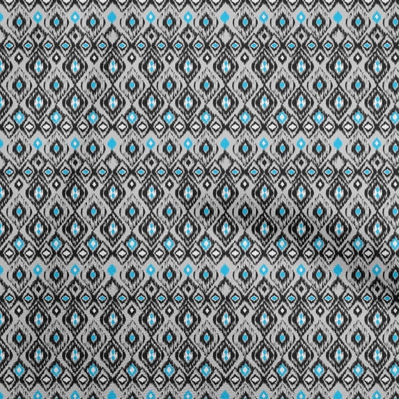 oneOone Rayon Light Gray Fabric Ikat Sewing Material Print Fabric By The Yard 56 Inch Wide