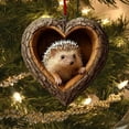 thumbnail image 6 of Forest Animal Acorn Ornaments Cozy Forest Christmas Ornament, Heart Shaped Pine Cone Animal Decoration, Woodland Hedgehog Hanging Ornament, 2D Flat Acrylic Hanging Ornament Home Party Décor, 6 of 7