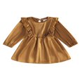 thumbnail image 1 of Toddler Velvet Dress with Ruffle Long Sleeve and  Neck for Baby Girl, 1 of 9