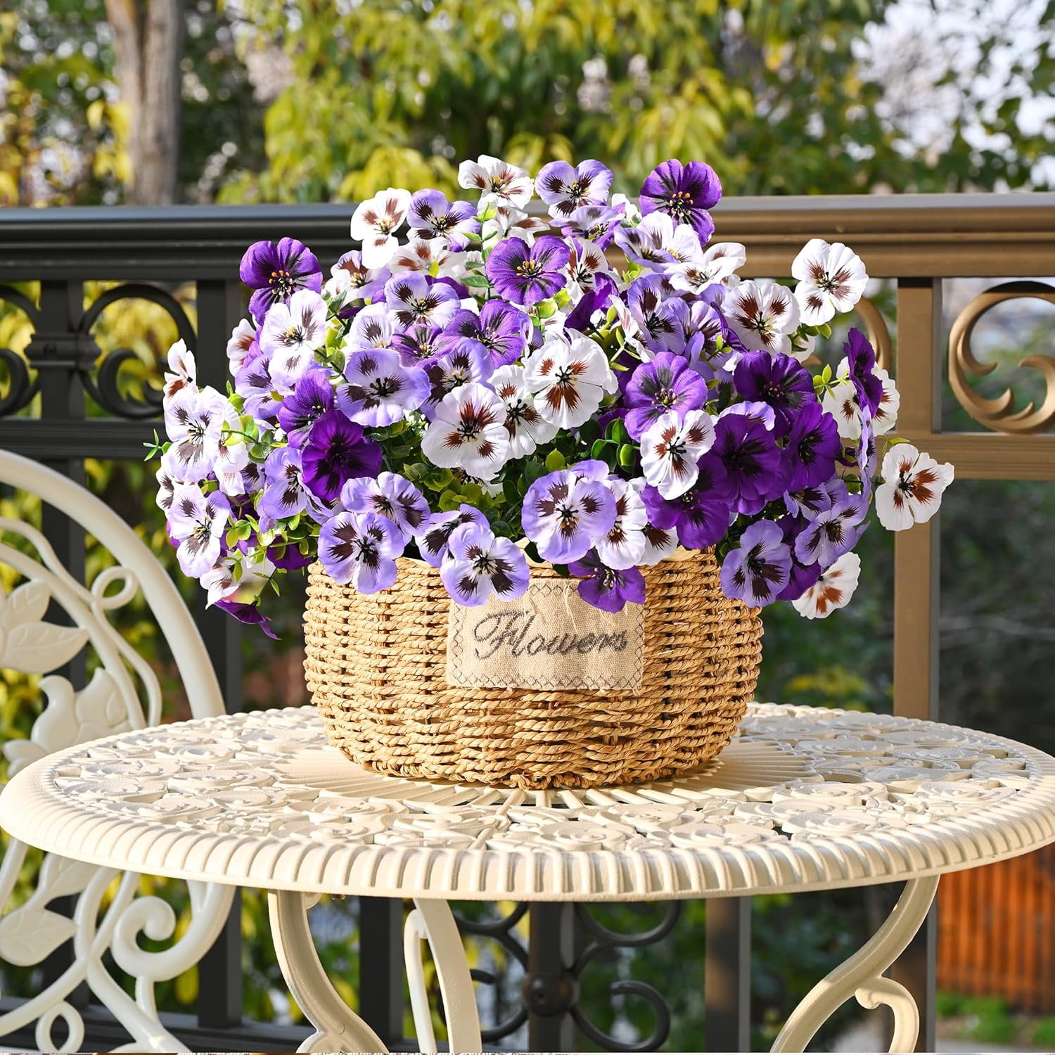 Waipfaru 20 Bundles Artificial Pansy Flower for Outdoor, UV Resistant Faux Pansies Plants,Realistic Silk Fake Flowers for for Front Porch,Basket,Garden Decor