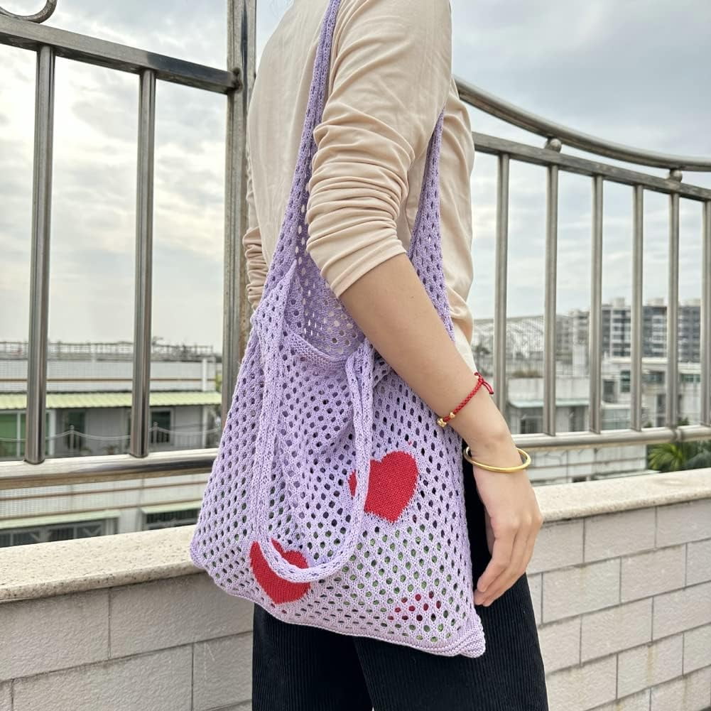 Kukuzhu Crochet Hobo Bag Women Large Hollow Beach Bag Stylish Shoulder Bag Tote for Work School Travel