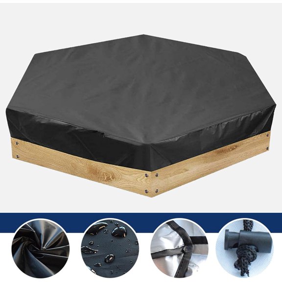 Sandbox Cover,Hexagon Sandpit Sand Toys Cover Waterproof Pool Cover , Cover Only (Gray)
