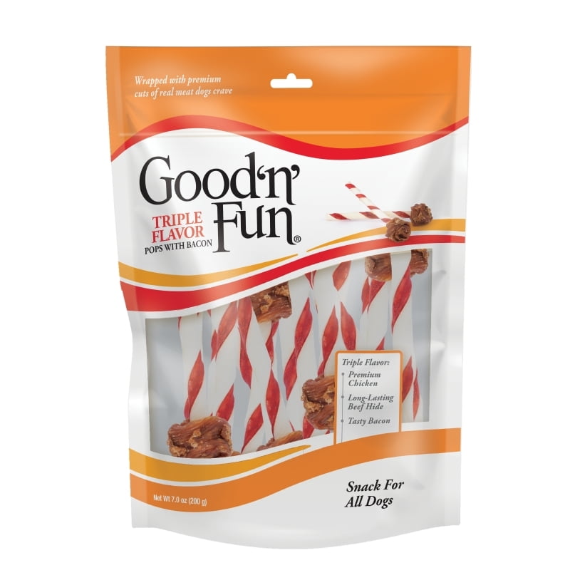 Good 'n' Fun Triple Flavor Pops With Bacon, LongLasting Dog Chews, 18