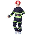 thumbnail image 4 of WhouRiu Toddler Boys Outfit Set Halloween Fireman Role Play Jacket Pants with Toy Kids Party Outfits,8-Piece Blue,Sized 3-4, 4 of 7