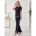 thumbnail image 4 of Conjunto 2 Piezas, Blusa Manga Corta y Pantalón Recto con Abertura, Estilo Elegante y Moderno para Mujer, 4 of 5