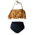 thumbnail image 1 of Faithtur Family Matching Swimsuit, Orange Print Sleeveless Bikini Set Swimming Trunks Bathing Suit, 1 of 5