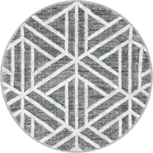 Unique Loom Matrix Trellis Lattice Area Rug 3' 3 x 3' 3 Round Dark Gray/Gray