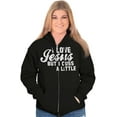 thumbnail image 4 of I Love Jesus But I Cuss a Little Zip Hoodie Sweatshirt Women Brisco Brands X, 4 of 5